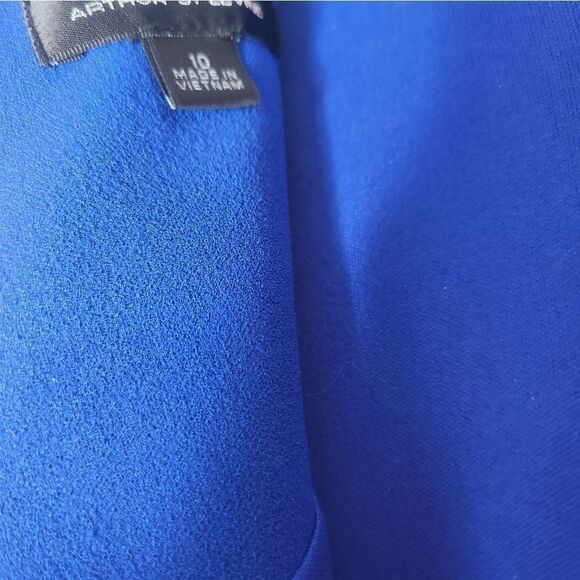 TAHARI by Arthur Levine 10 Blue Midi Stretch Crepe Shortslve Lined Knot Dress - Picture 6 of 9